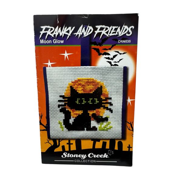 Franky & Friend Moon Glow Cat Cross Stitch Design Leaflet Stoney Creek Halloween - Picture 1 of 3